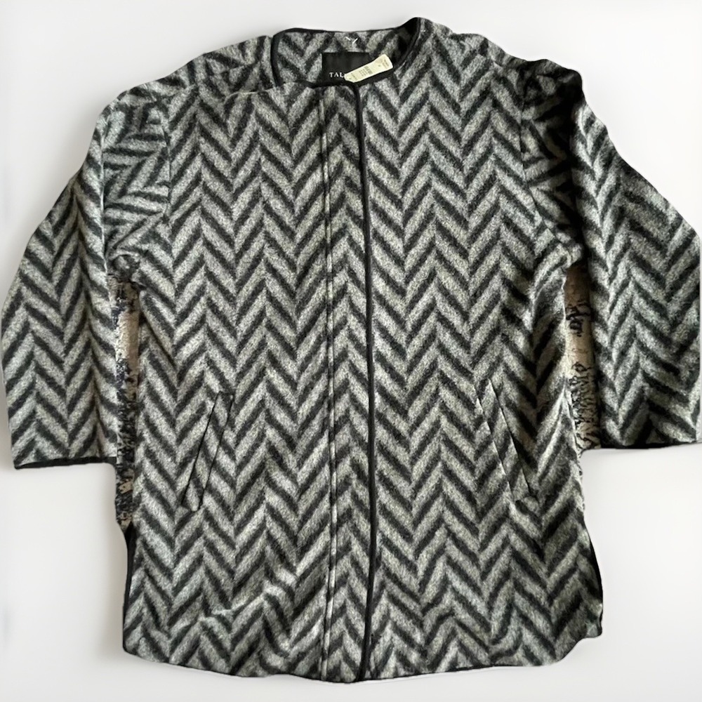 Talbots Women's Herringbone Wool Coat Full Zip Snap Front Medium NWT - Picture 1 of 11
